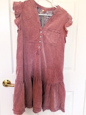 Anthropologie Dusty Rose Corduroy V-Neck Top